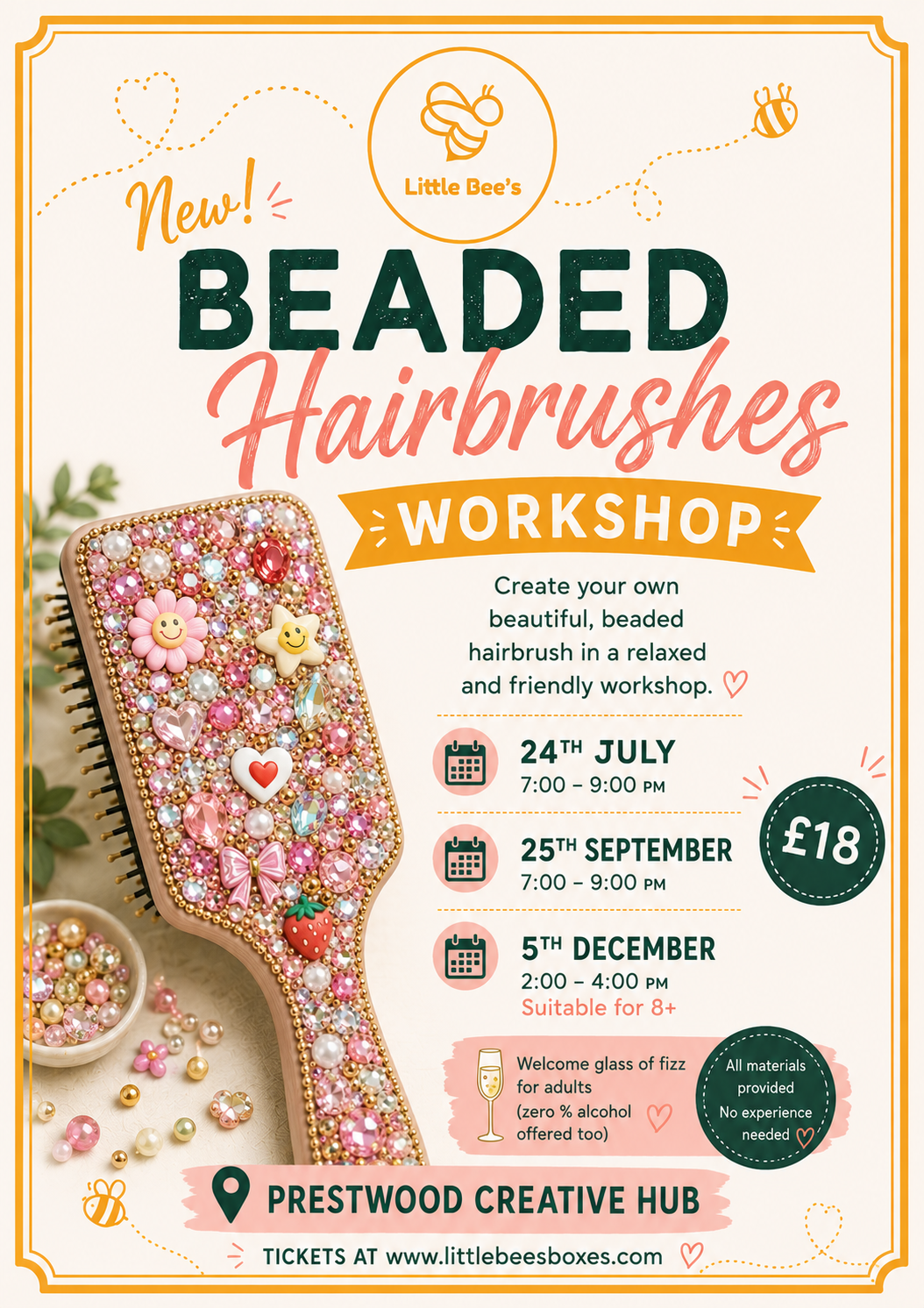Beaded Hairbrush Workshops - 24th July 7-9pm